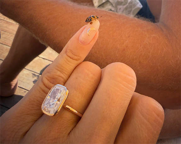 Alessandra Ambrosio Says ‘Yes’ to Dazzling Bezel-Set Cushion-Cut Diamond Ring