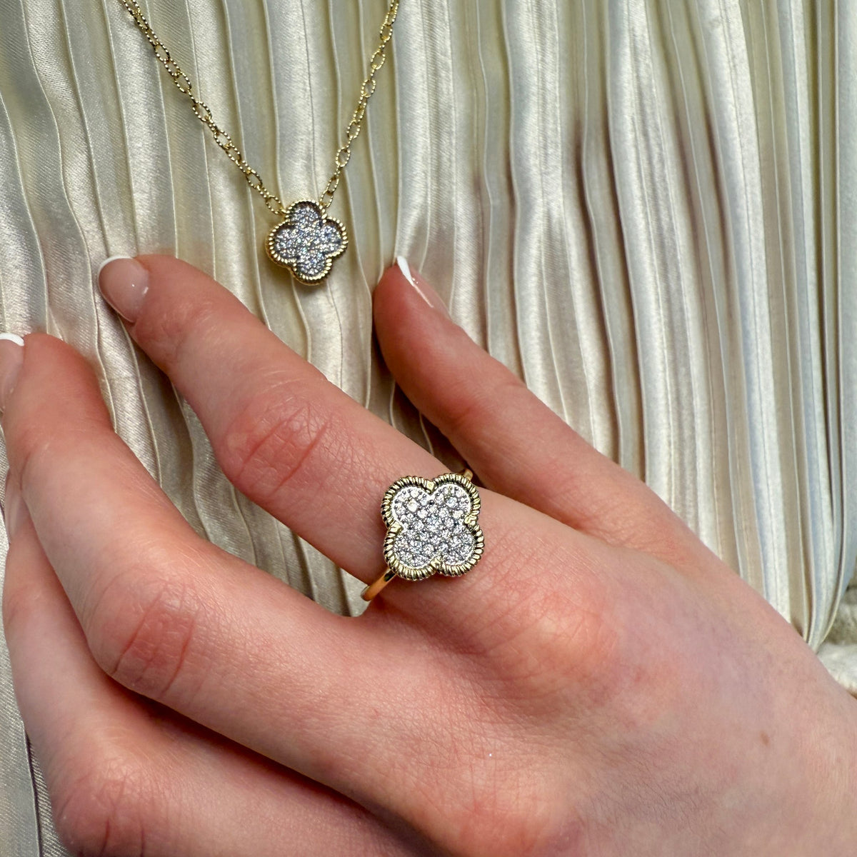 Diamond Quatrefoil Ring by Allison-Kaufman, SKU 130-00168, view 2 — Moses Jewelers