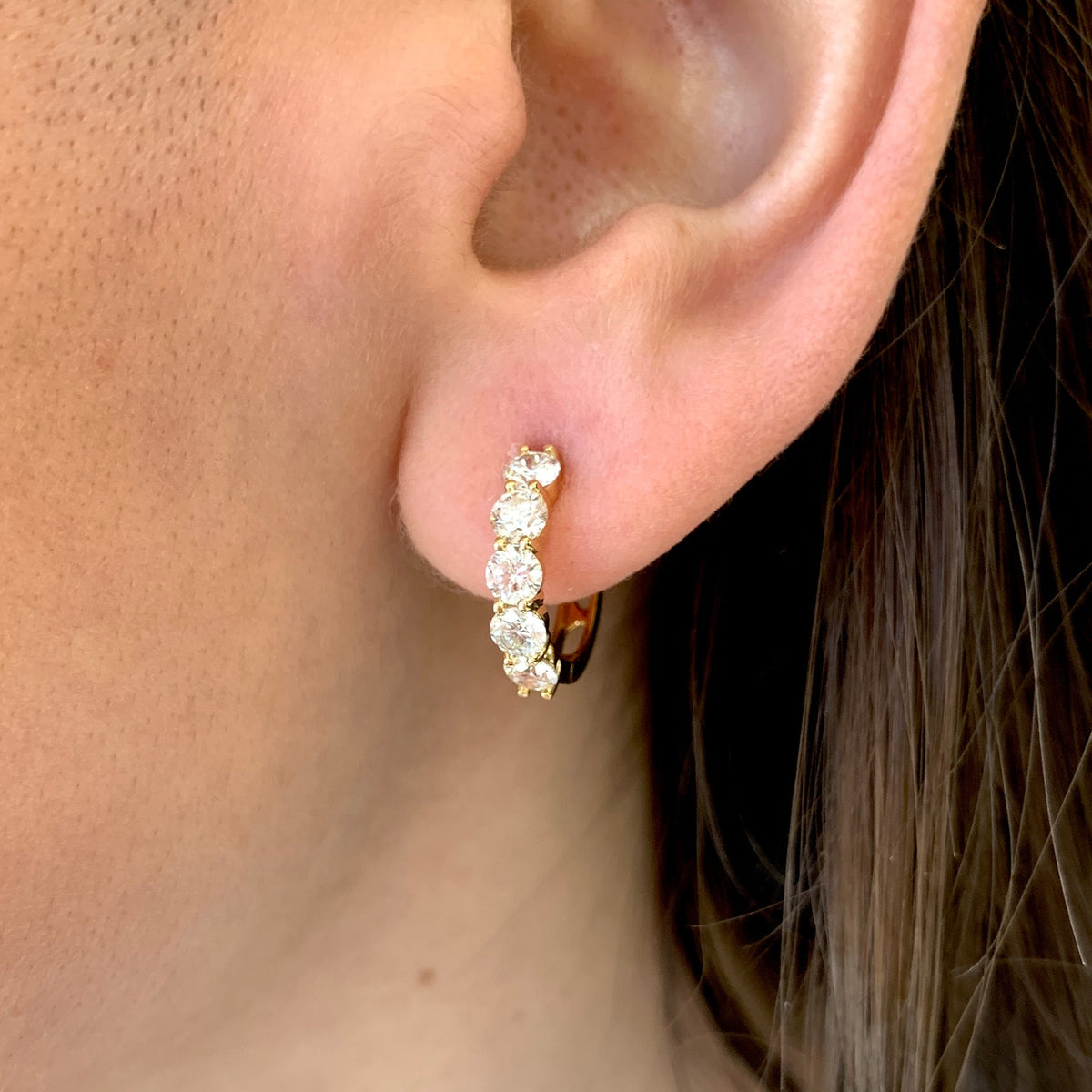 Diamond Huggie Hoop Earrings by Apex, SKU 150-17022, view 2 — Moses Jewelers