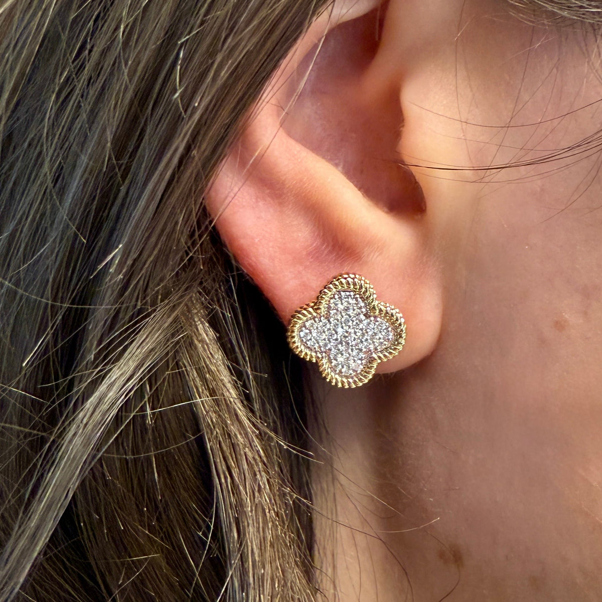 Diamond Quatrefoil Earrings by Allison-Kaufman, SKU 150-17015, view 2 — Moses Jewelers