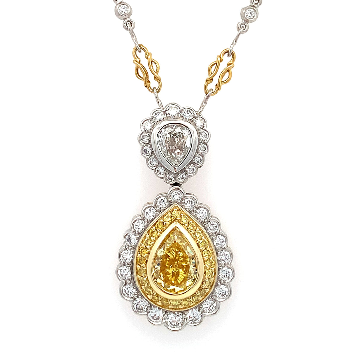 Fancy Vivid Yellow Diamond Necklace by Michael Barin, SKU 160-14561, main view — Moses Jewelers