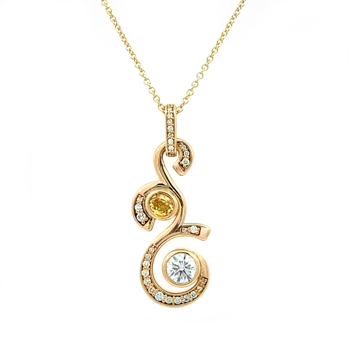 Fancy Vivid Orange-Yellow Diamond Necklace by Stuller, SKU 160-14696, main view — Moses Jewelers
