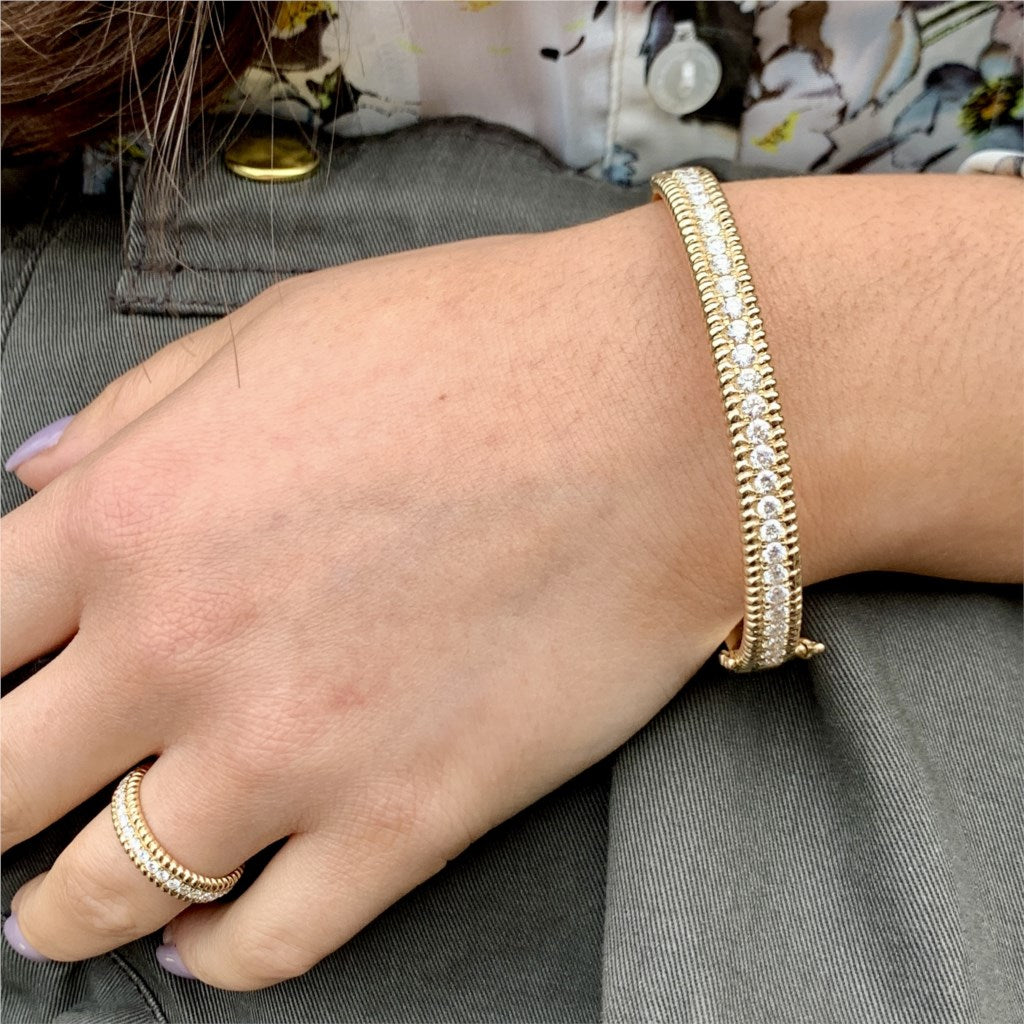 Rope Edge Diamond Bangle by Apex, SKU 170-03702, view 4 — Moses Jewelers