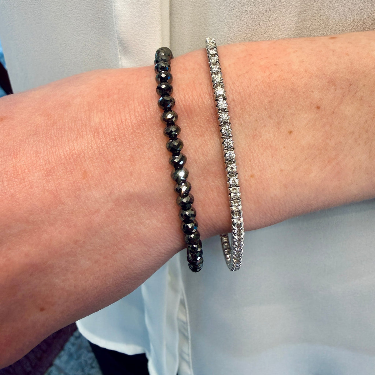 Mirror Ball Black Diamond Bead Bracelet by Manak Jewels, SKU 170-03744, view 2 — Moses Jewelers