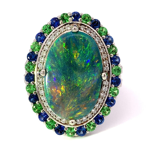Black Opal Ring by Stuller, SKU 200-07080, main view — Moses Jewelers