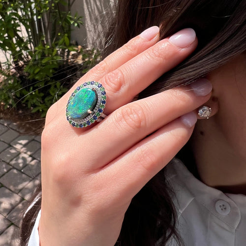 Black Opal Ring by Stuller, SKU 200-07080, view 2 — Moses Jewelers