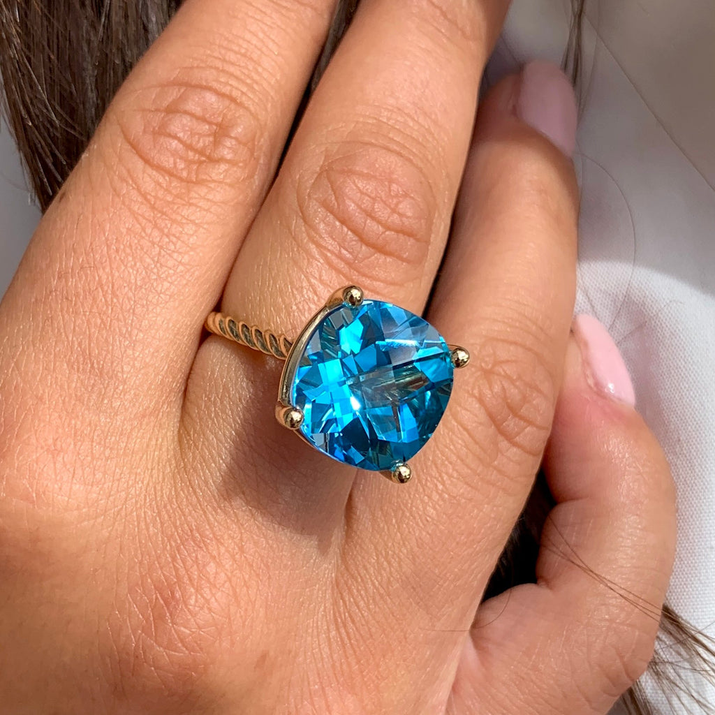 Swiss Blue Topaz Ring by Stuller, SKU 200-07094, view 3 — Moses Jewelers