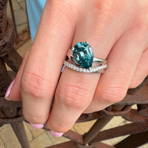 Blue Zircon Ring by Stuller, SKU 200-07134, view 2 — Moses Jewelers