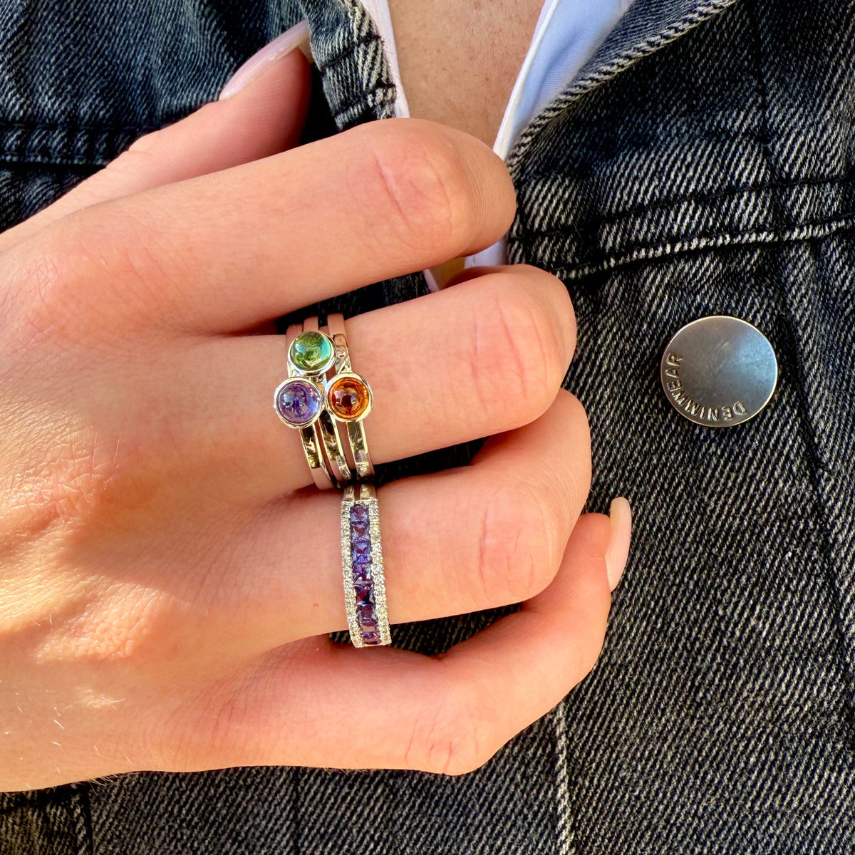 Green Sapphire Stack Ring by Michael Couch & Associates, SKU 200-07152, view 2 — Moses Jewelers