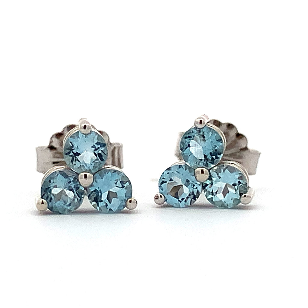 Aquamarine Trio Stud Earrings by Stuller, SKU 210-00397, main view — Moses Jewelers