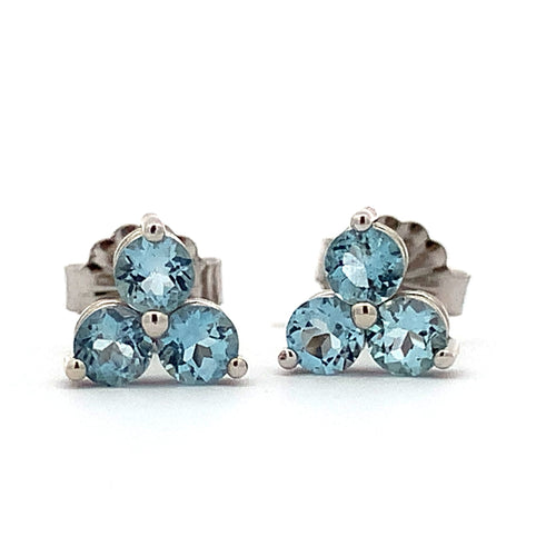Aquamarine Trio Stud Earrings by Stuller, SKU 210-00397, main view — Moses Jewelers
