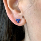 Blue Sapphire Trio Stud Earrings by Stuller, SKU 210-00322, view 2 — Moses Jewelers