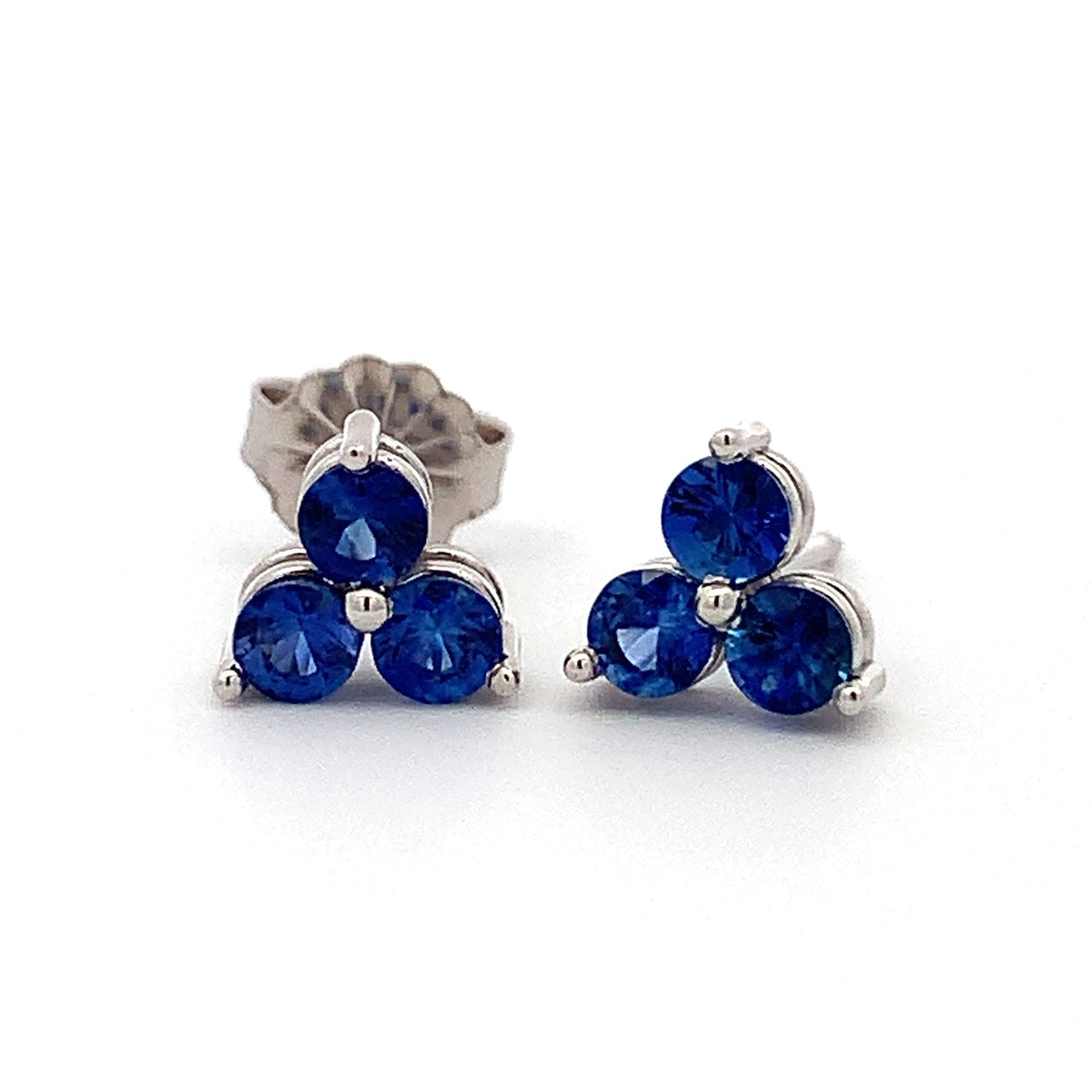 Blue Sapphire Trio Stud Earrings by Stuller, SKU 210-00322, main view — Moses Jewelers