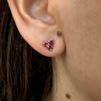Rhodolite Garnet Trio Stud Earrings by Stuller, SKU 210-00398, view 2 — Moses Jewelers