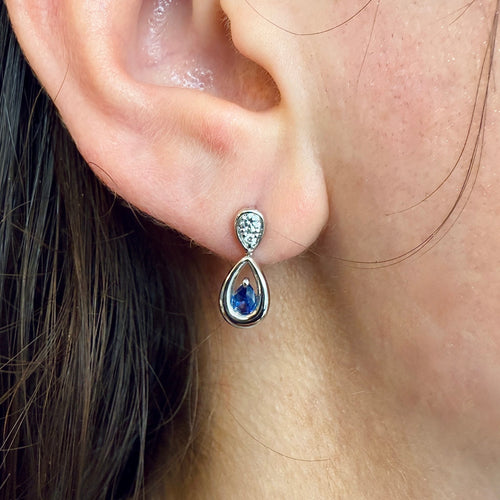 Blue Sapphire Earrings by Allison-Kaufman, SKU 210-00386, view 2 — Moses Jewelers