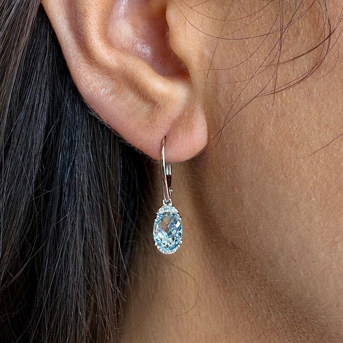 Aquamarine Leverback Earrings by Artistry, Ltd, SKU 210-00417, view 2 — Moses Jewelers