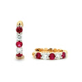 Ruby & Diamond Huggie Hoop Earrings by Spark Creations, Inc., SKU 210-00424, main view — Moses Jewelers