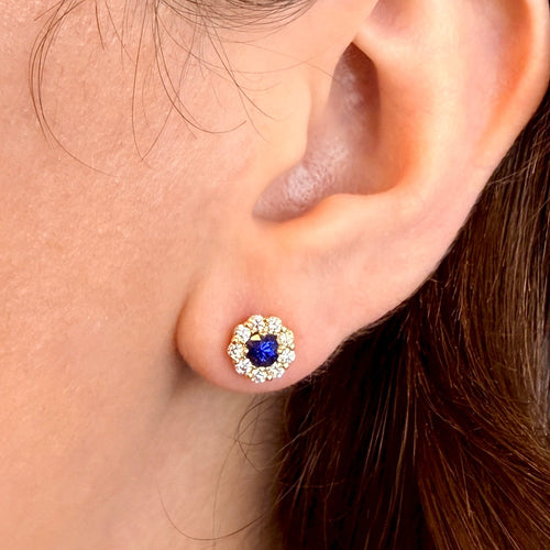 Blue Sapphire Earrings by Stuller, SKU 210-00422, view 2 — Moses Jewelers