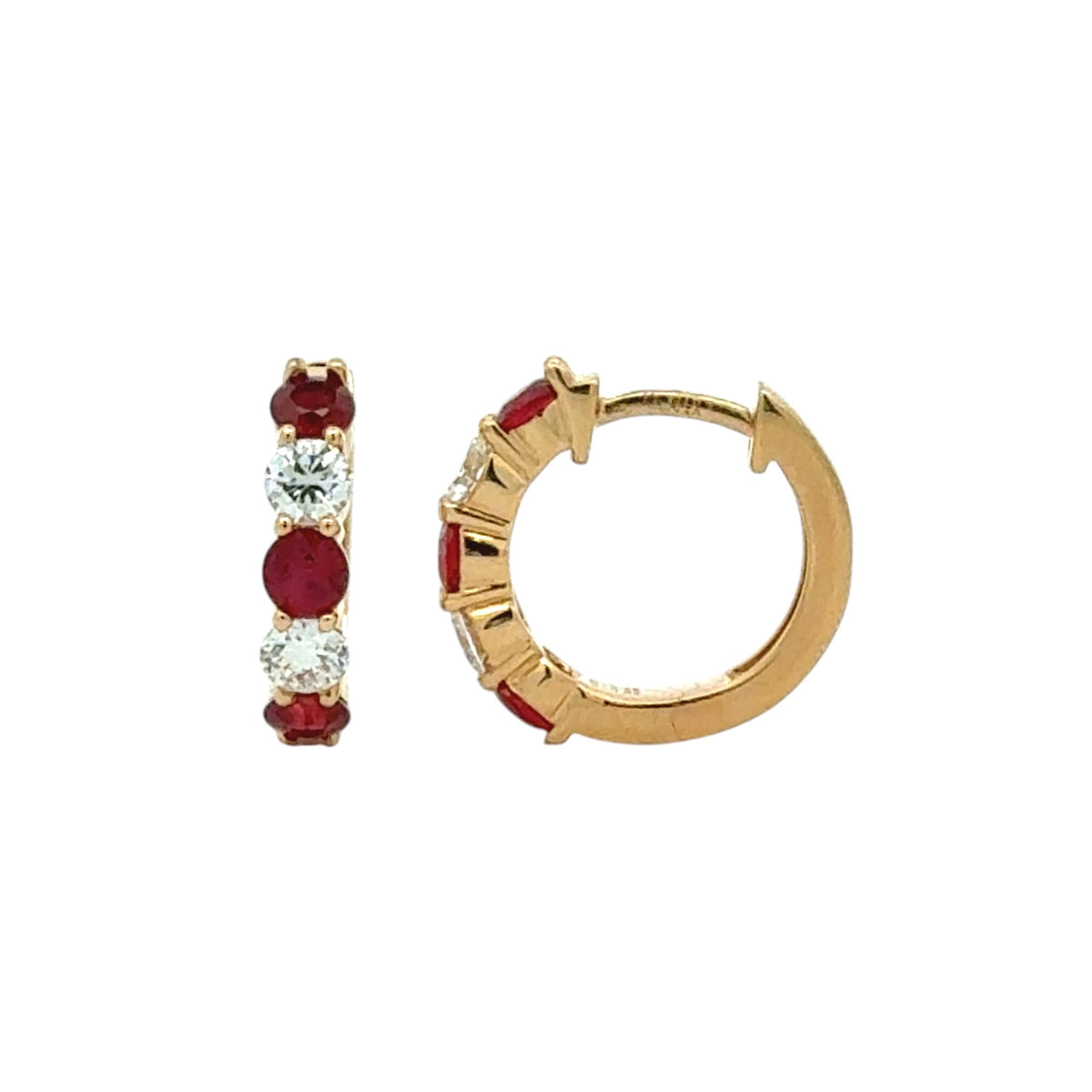 Ruby & Diamond Huggie Hoop Earrings