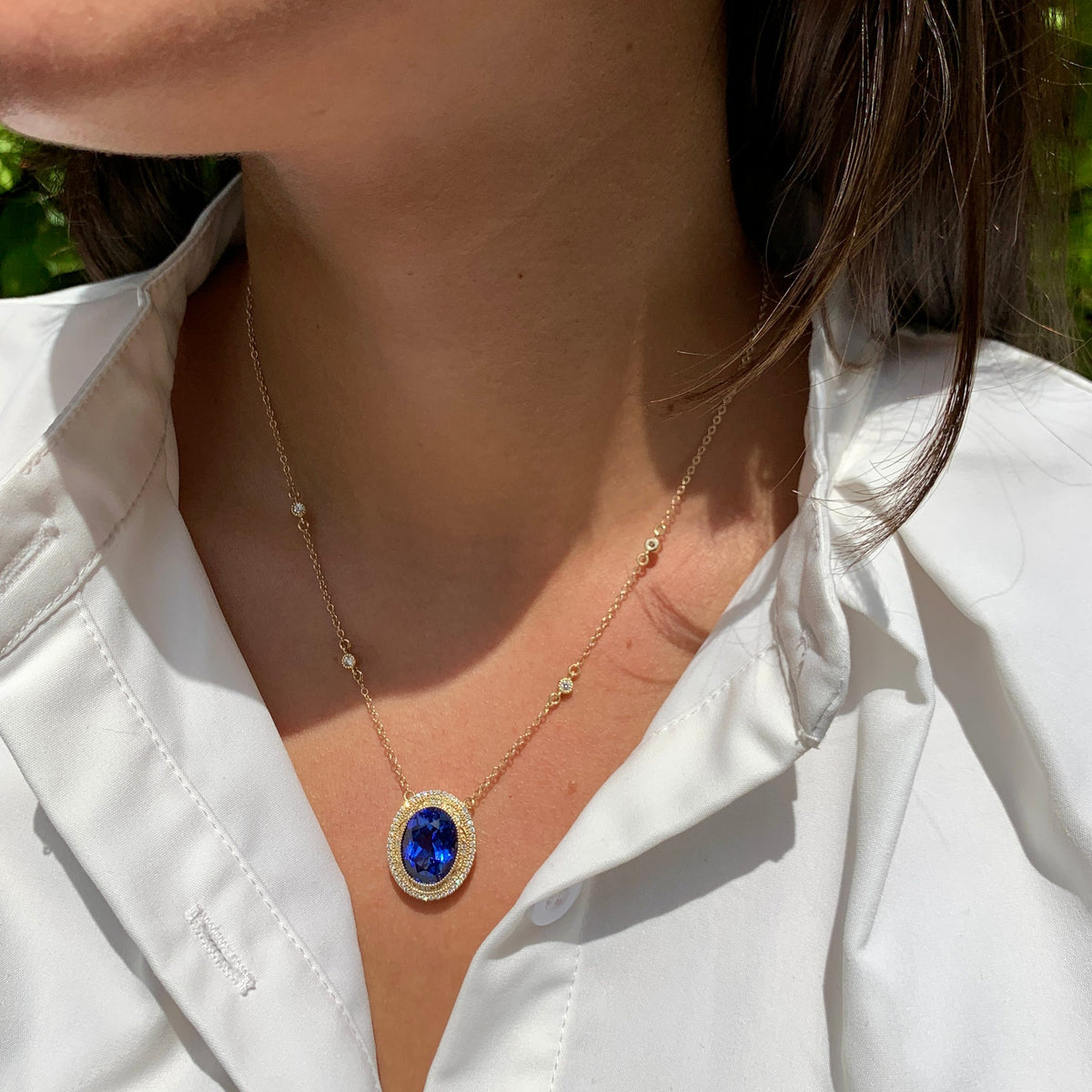 Tanzanite Necklace by Stuller, SKU 230-00385, view 2 — Moses Jewelers