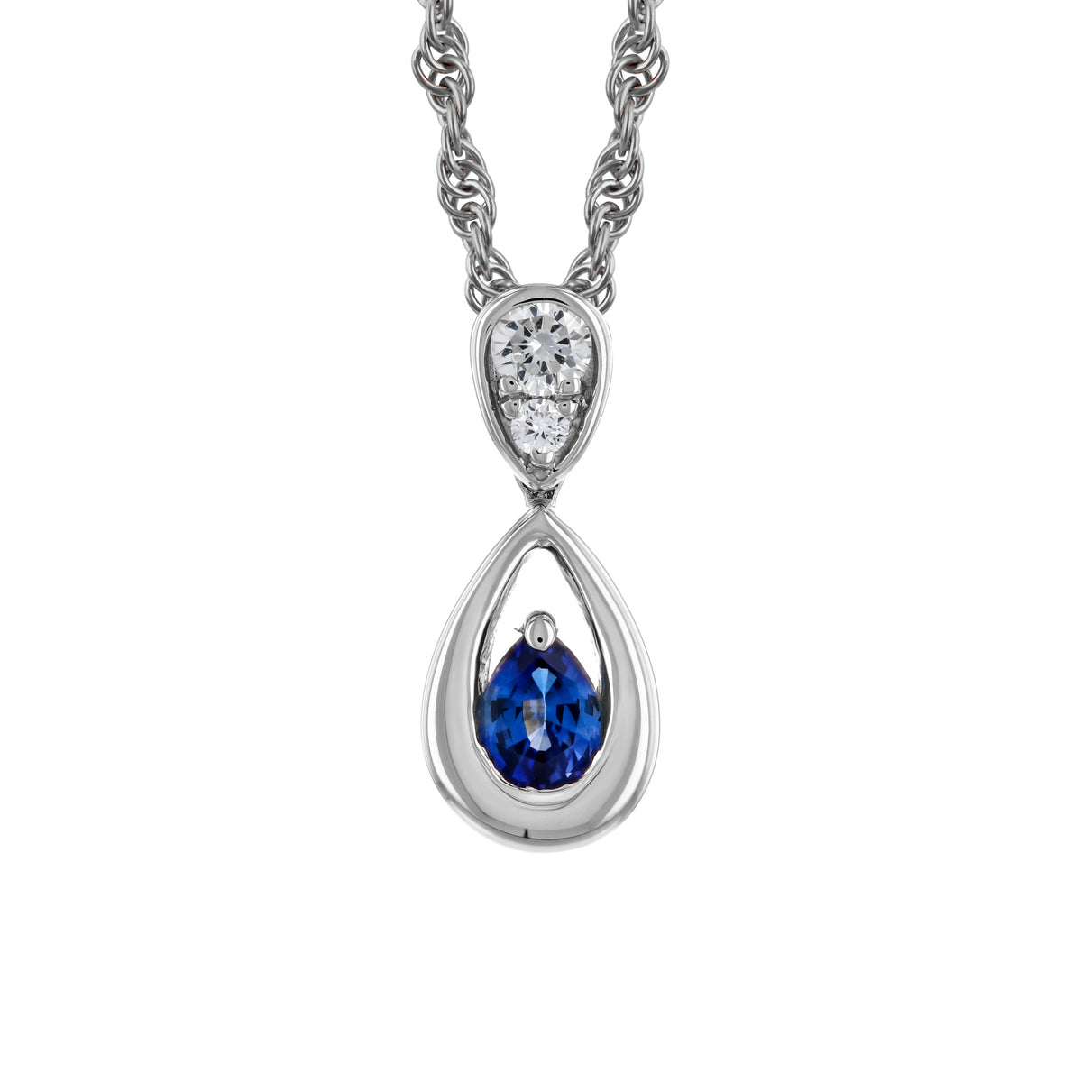 Blue Sapphire Necklace by Allison-Kaufman, SKU 230-00566, main view — Moses Jewelers
