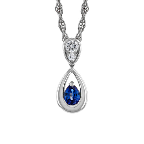 Blue Sapphire Necklace by Allison-Kaufman, SKU 230-00566, main view — Moses Jewelers
