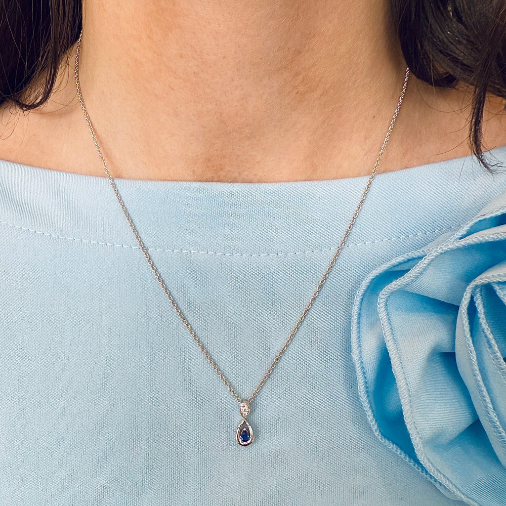 Blue Sapphire Necklace by Allison-Kaufman, SKU 230-00566, view 3 — Moses Jewelers