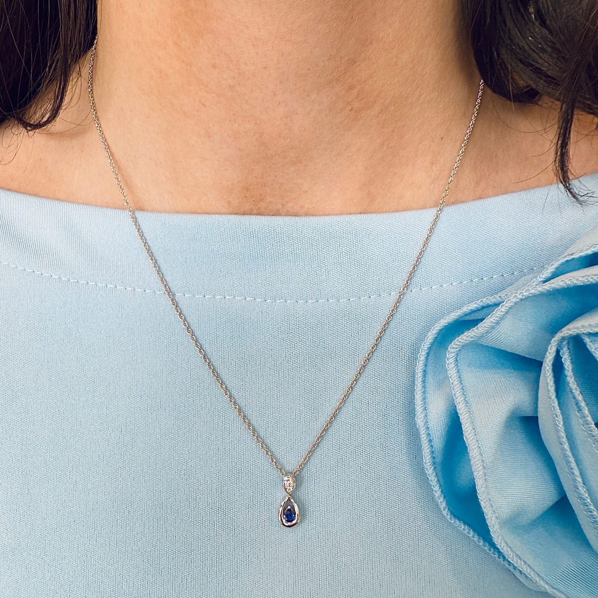 Blue Sapphire Necklace by Allison-Kaufman, SKU 230-00566, view 3 — Moses Jewelers