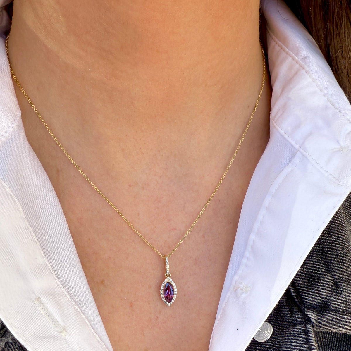 Purple Sapphire Necklace by Michael Couch & Associates, SKU 230-00586, view 2 — Moses Jewelers