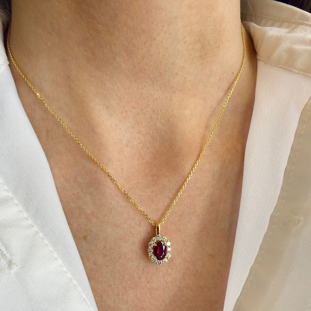Ruby Necklace by Stuller, SKU 230-00618, view 2 — Moses Jewelers