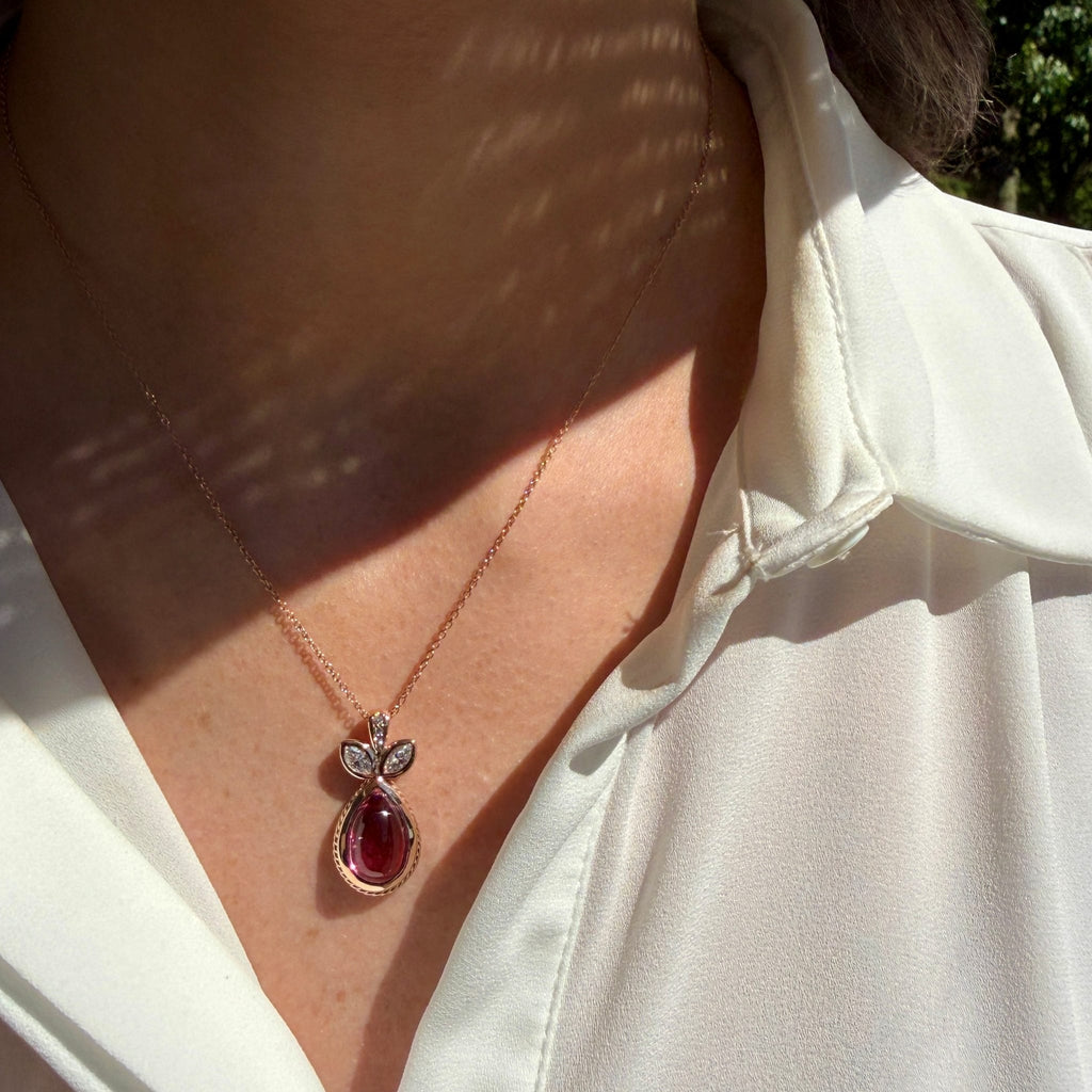 Pink Tourmaline Necklace by Stuller, SKU 230-00628, view 2 — Moses Jewelers