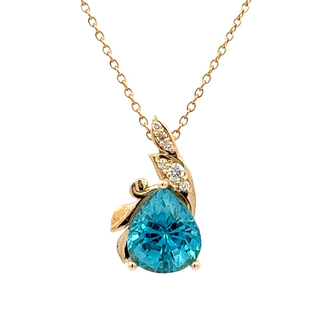 Blue Zircon Necklace by Stuller, SKU 230-00632, main view — Moses Jewelers