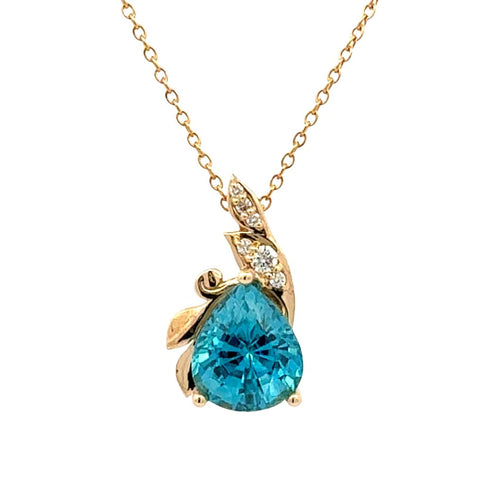 Blue Zircon Necklace by Stuller, SKU 230-00632, main view — Moses Jewelers