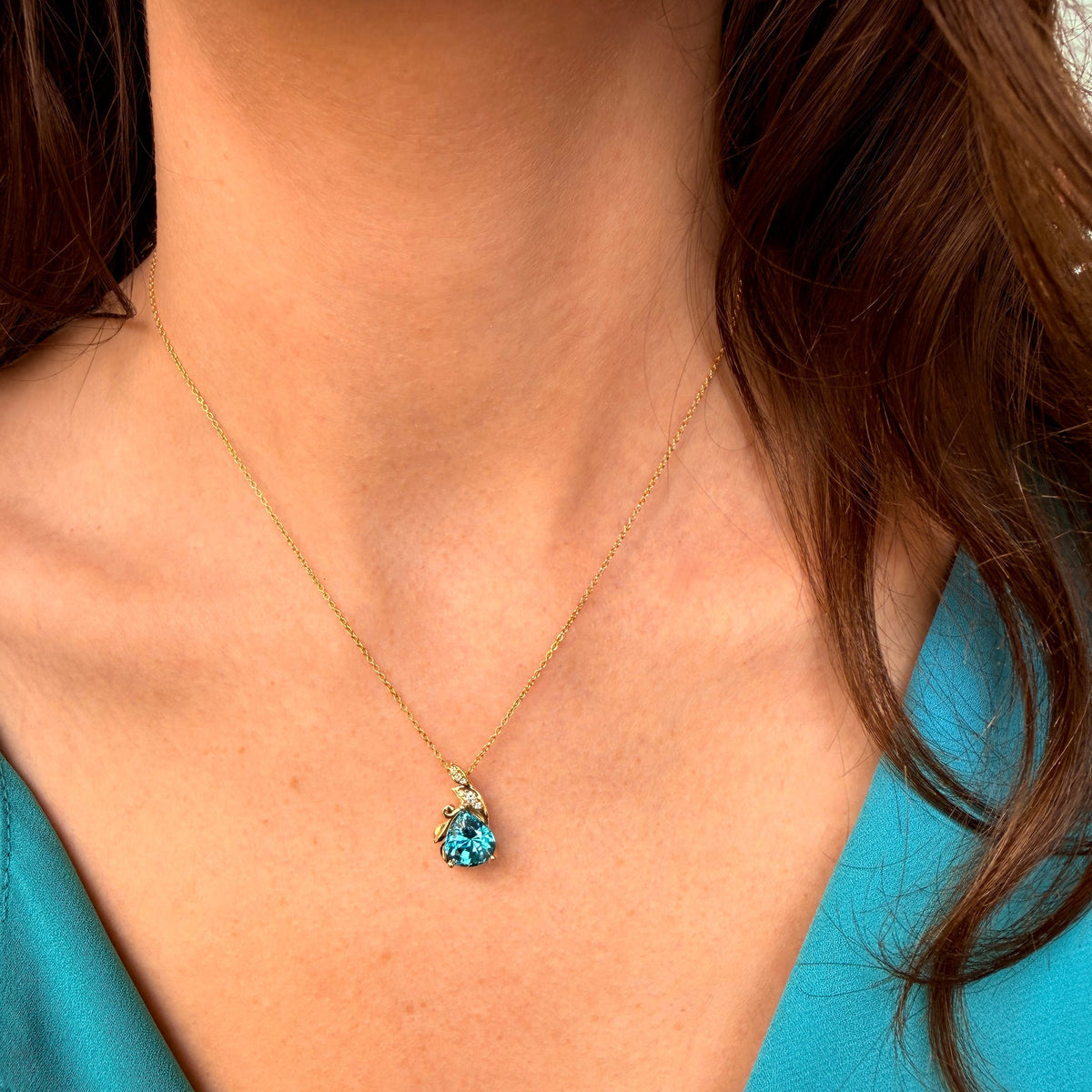 Blue Zircon Necklace by Stuller, SKU 230-00632, view 2 — Moses Jewelers