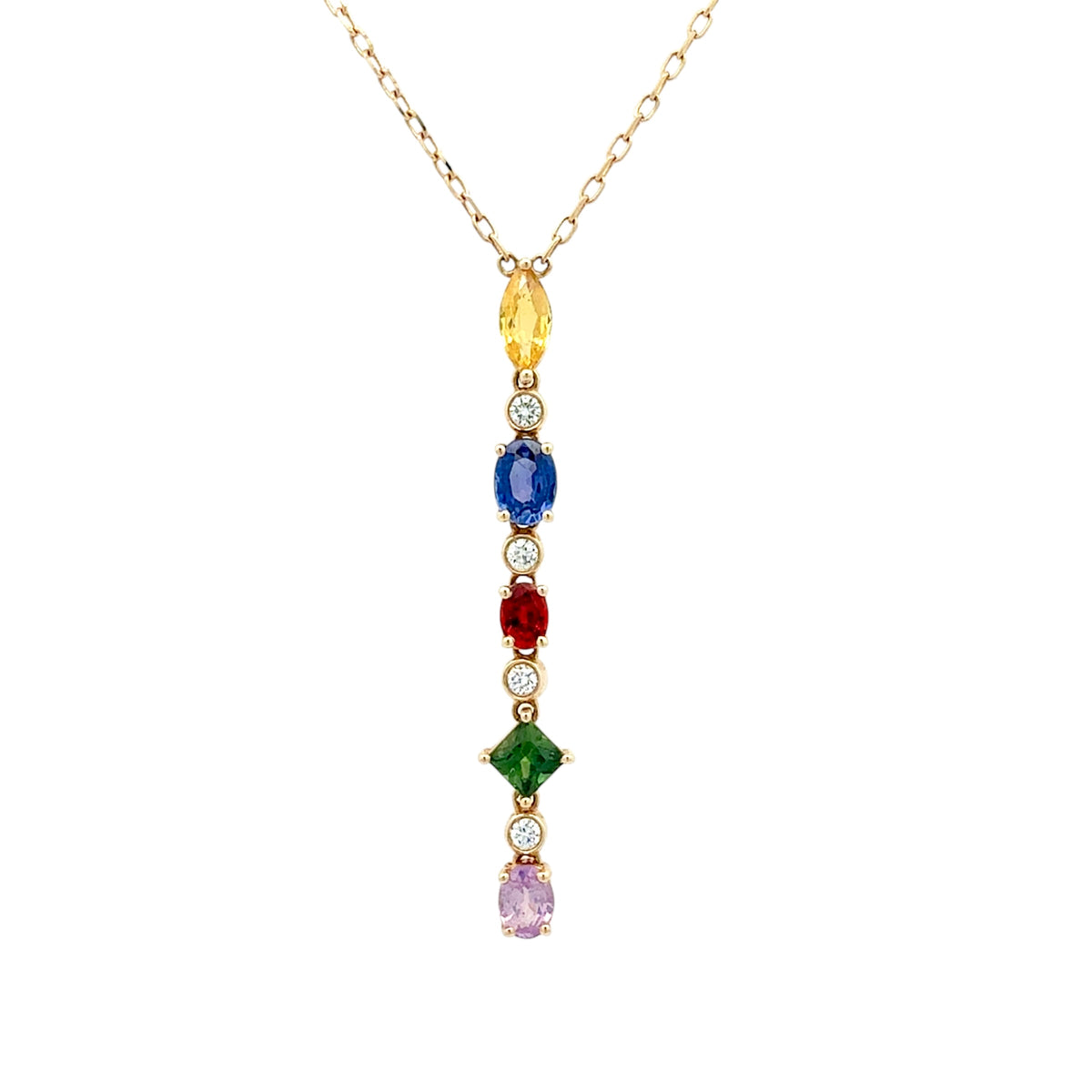Multi-Color Sapphire Drop Necklace