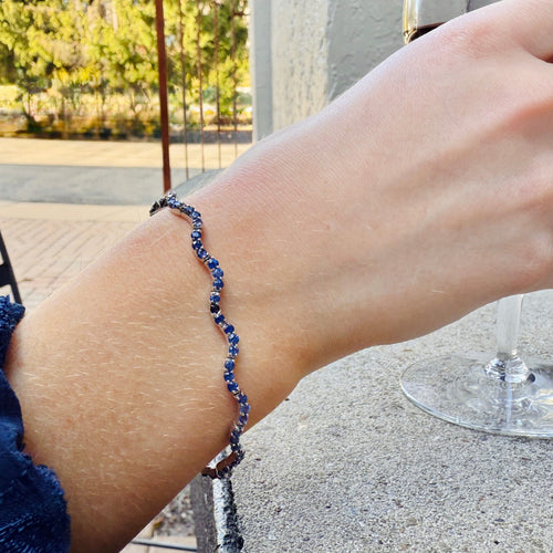 Blue Sapphire Wave Bracelet by Michael Couch & Associates, SKU 240-00053, view 2 — Moses Jewelers
