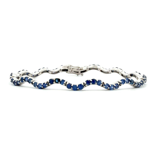Blue Sapphire Wave Bracelet by Michael Couch & Associates, SKU 240-00053, main view — Moses Jewelers