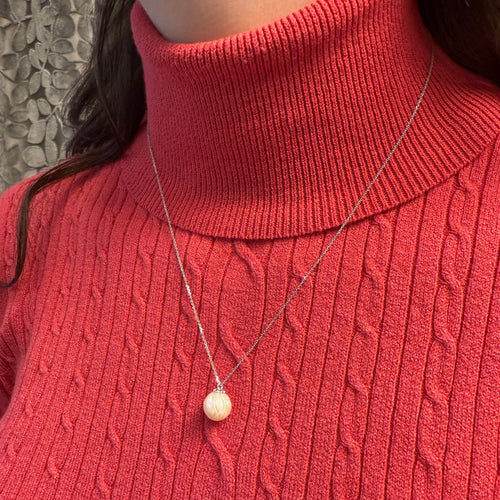"Lucky Daisy" Carved Pearl Necklace by Galatea Jewelry By Artist, SKU 340-29036, view 2 — Moses Jewelers