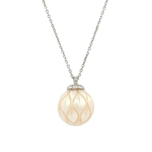 "Lucky Daisy" Carved Pearl Necklace by Galatea Jewelry By Artist, SKU 340-29036, main view — Moses Jewelers