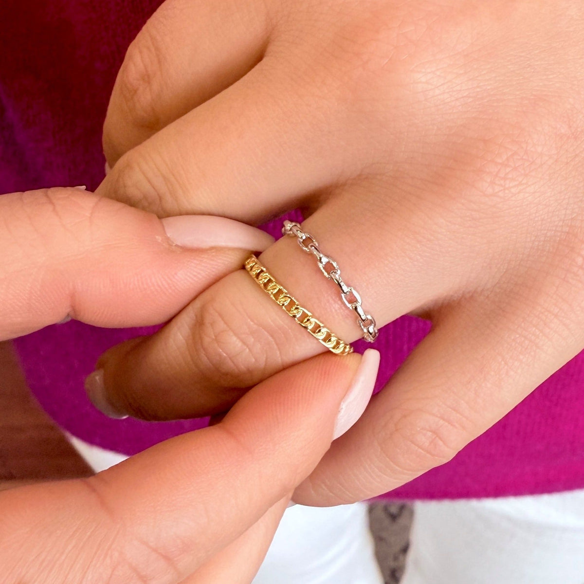 Oval Cable Link Stack Ring by Royal Chain Inc., SKU 410-00028, view 2 — Moses Jewelers