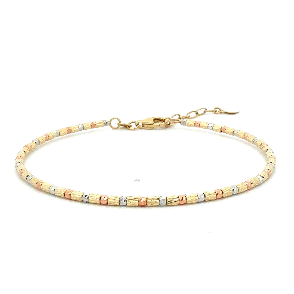 Tri-Tone Gold Bead Bracelet by Royal Chain Inc., SKU 440-09068, main view — Moses Jewelers