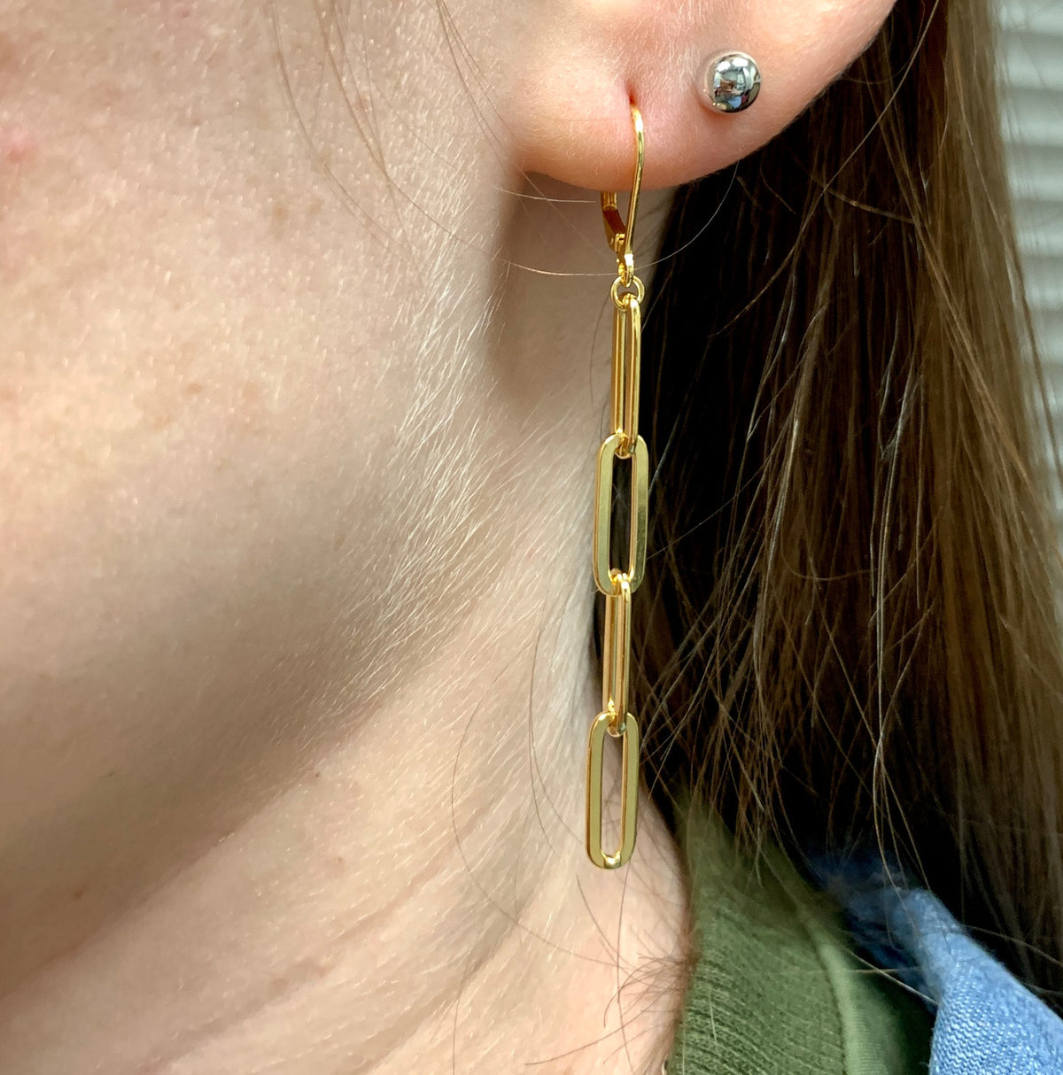 Paperclip Dangle Earrings by Charles Garnier USA, SKU 650-647796, view 2 — Moses Jewelers