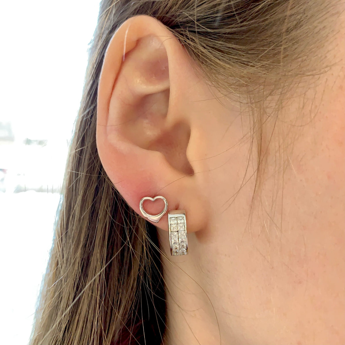Open Heart Stud Earrings by Artistry, Ltd, SKU 650-648452, view 2 — Moses Jewelers