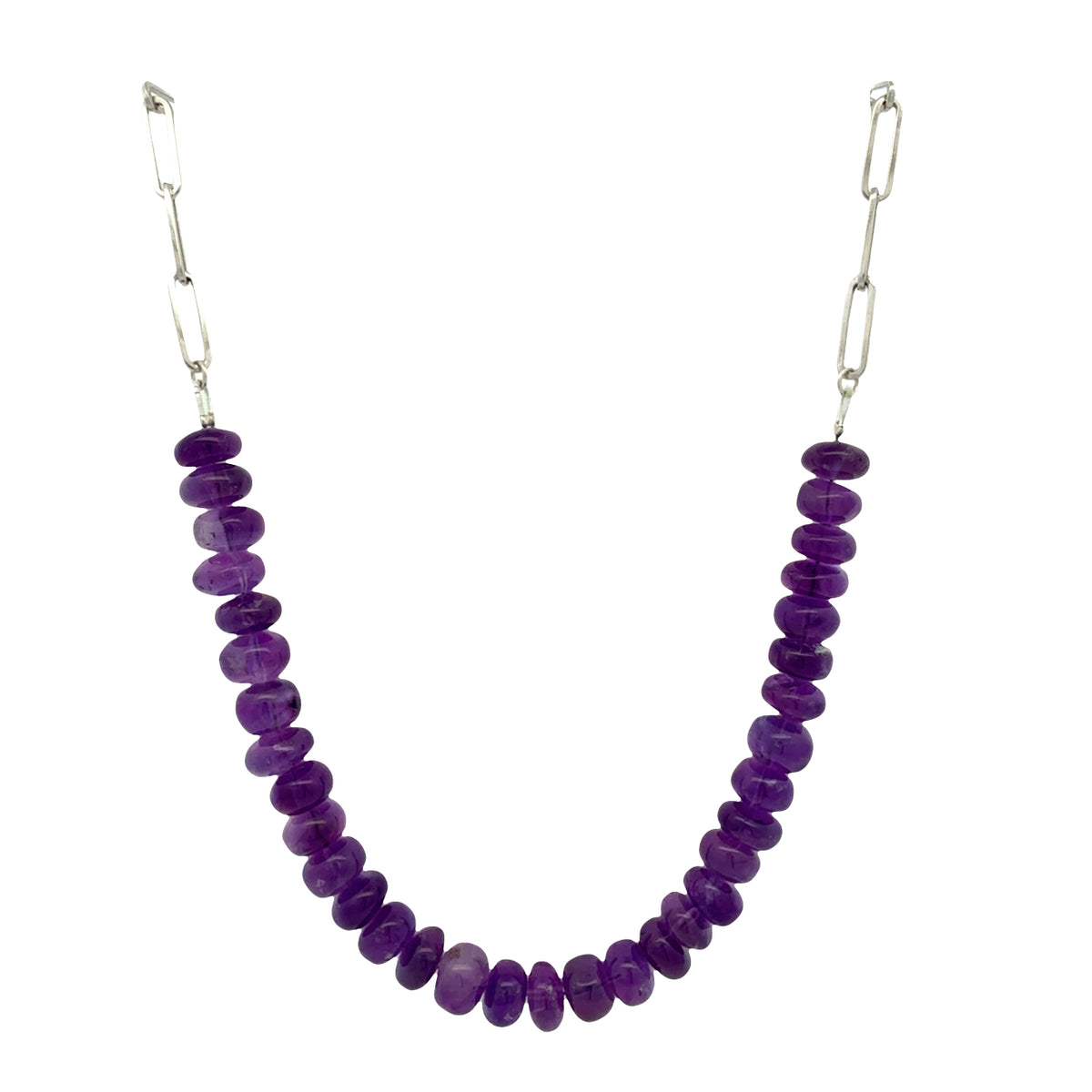 Amethyst Bead & Paperclip Necklace by Garnet Impex USA Inc., SKU 650-648447, main view — Moses Jewelers