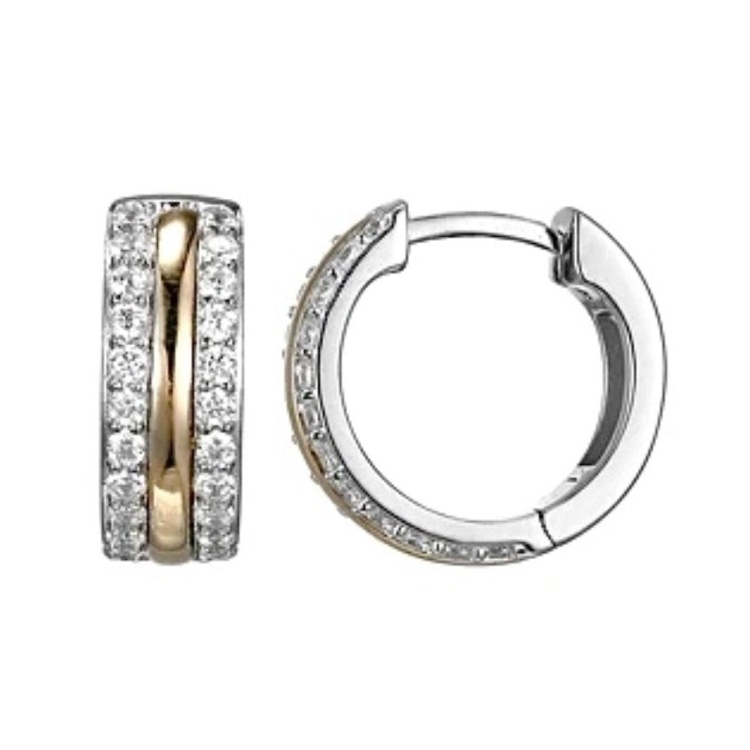Two-Tone Sparkling Hoops by Charles Garnier USA, SKU 650-648558, main view — Moses Jewelers