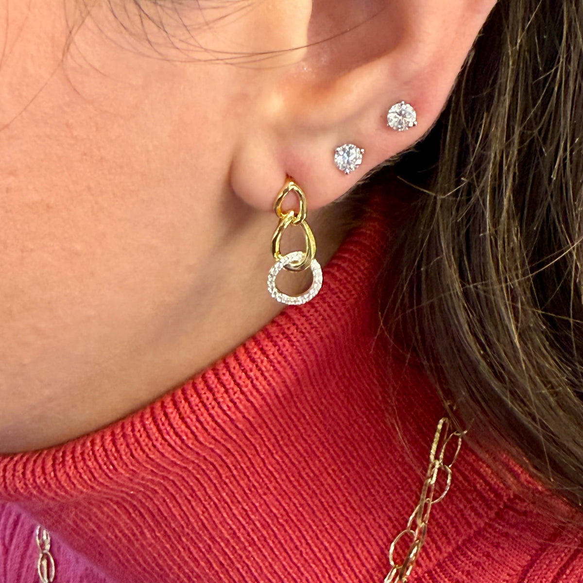 Sparkling Dangle Earrings by Charles Garnier USA, SKU 650-648557, view 2 — Moses Jewelers