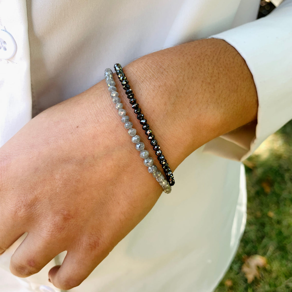 Mirror Ball Fancy Gray Diamond Bead Bracelet by Moses Street, SKU 800-05068, view 2 — Moses Jewelers