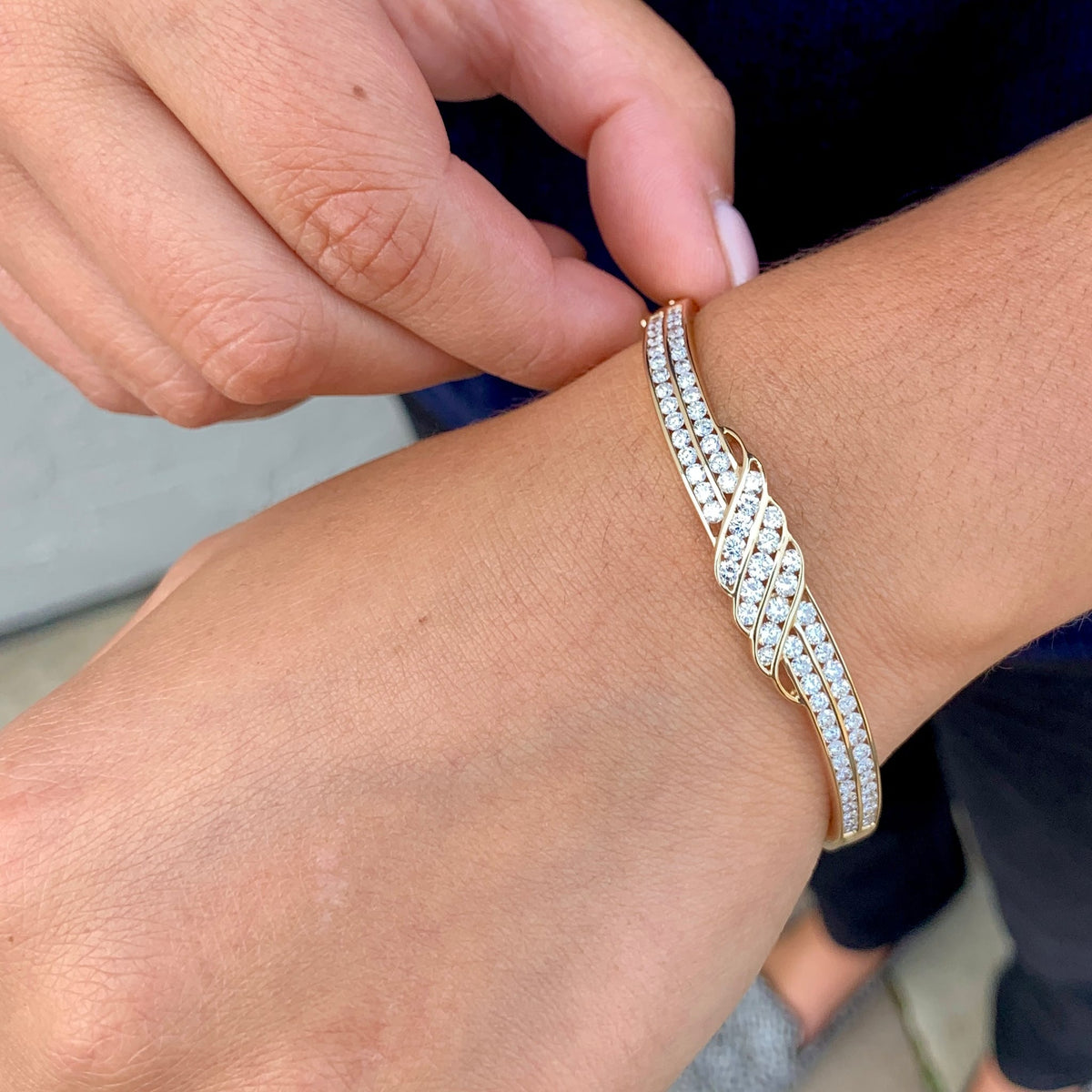Diamond Swirl Bangle by Moses Street, SKU 870-00004, view 2 — Moses Jewelers