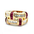 Ruby & Diamond Basket Weave Ring Signed "C. Krypell" by Excalibur, SKU 800-05436, main view — Moses Jewelers