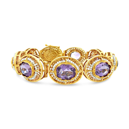Amethyst & Seed Pearl Bracelet Circa 1950 by Moses Street, SKU 800-05489, main view — Moses Jewelers